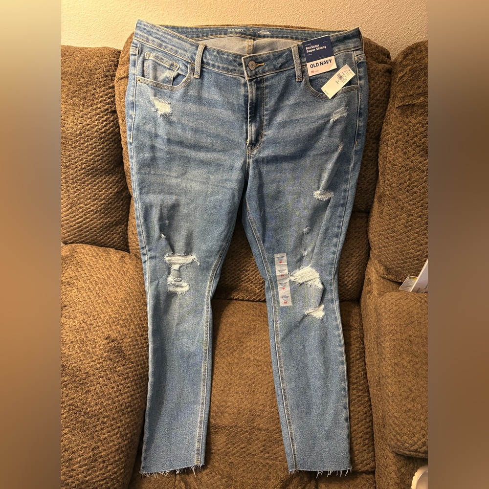 Old Navy Blue Skinny Jeans with Authentic Distressing